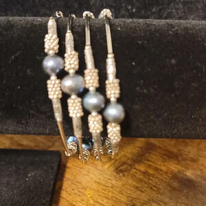 Steel blue and silver wrap-around bracelet